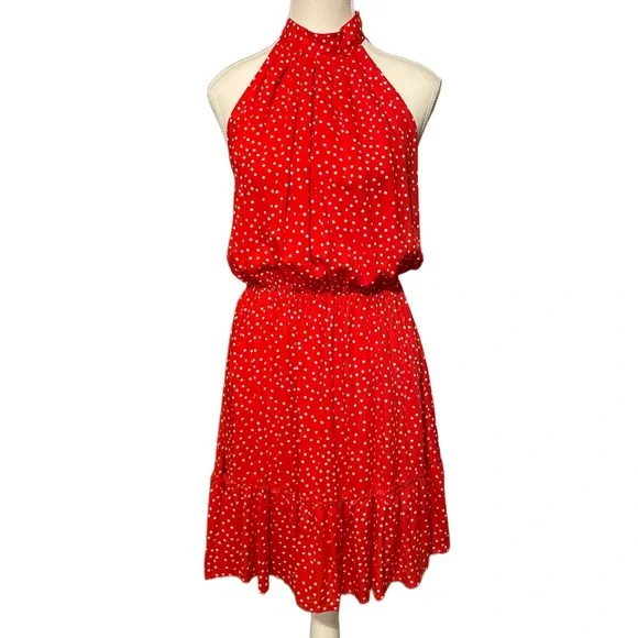 **HP** BTFBM Red Polka Dot Open Back Halter Dress - Picture 2 of 7
